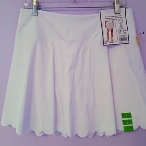 RBX Active Women’s White Scalloped Skort Size L 16" Tennis Golf Skirt Pockets